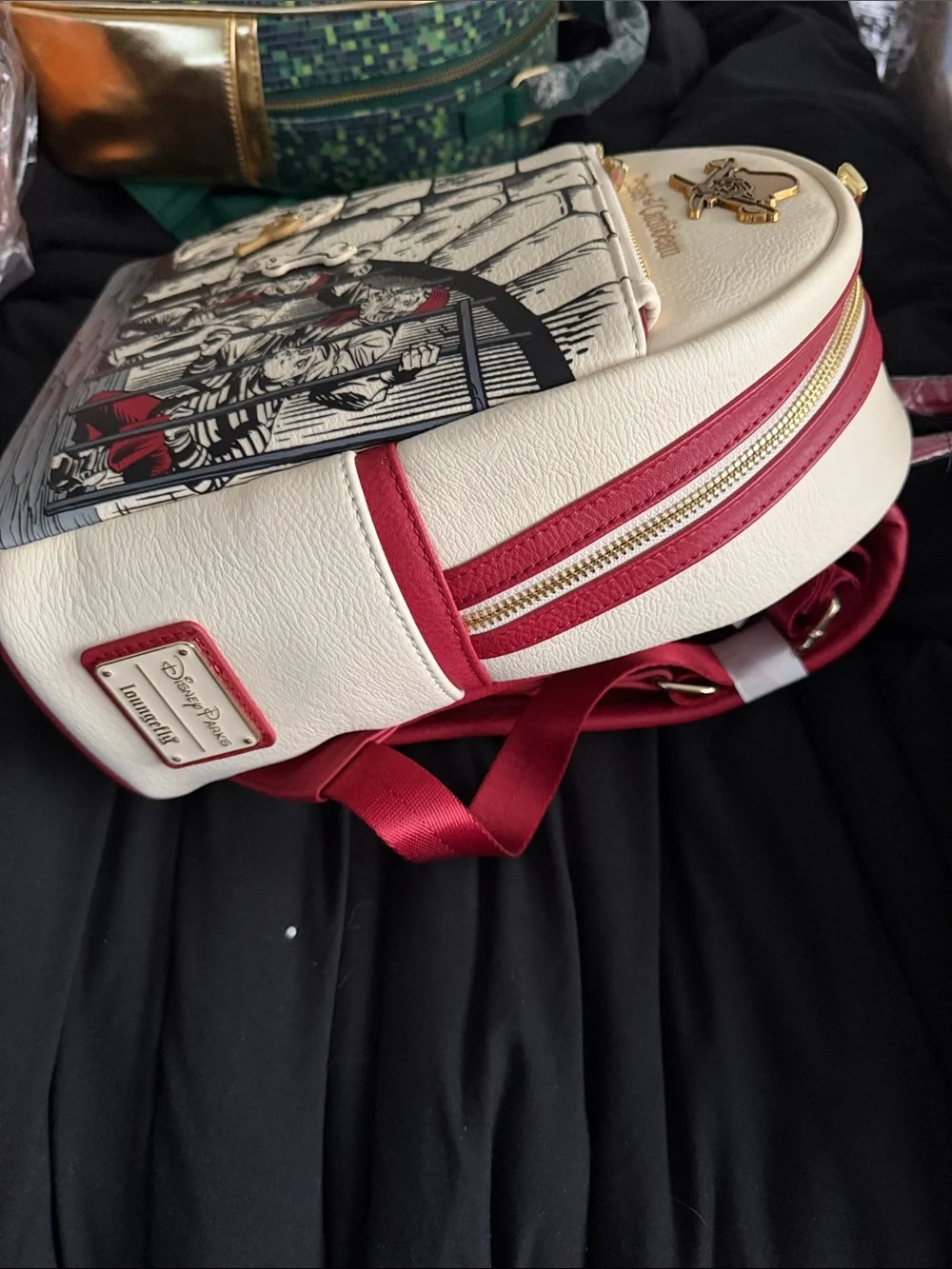 Loungefly White Pirates of the Caribbean Backpack with Red Accents